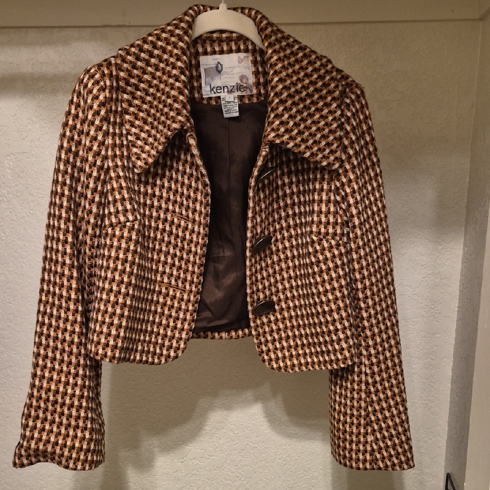 Kenzie Brown and Cream Houndstooth Blazer